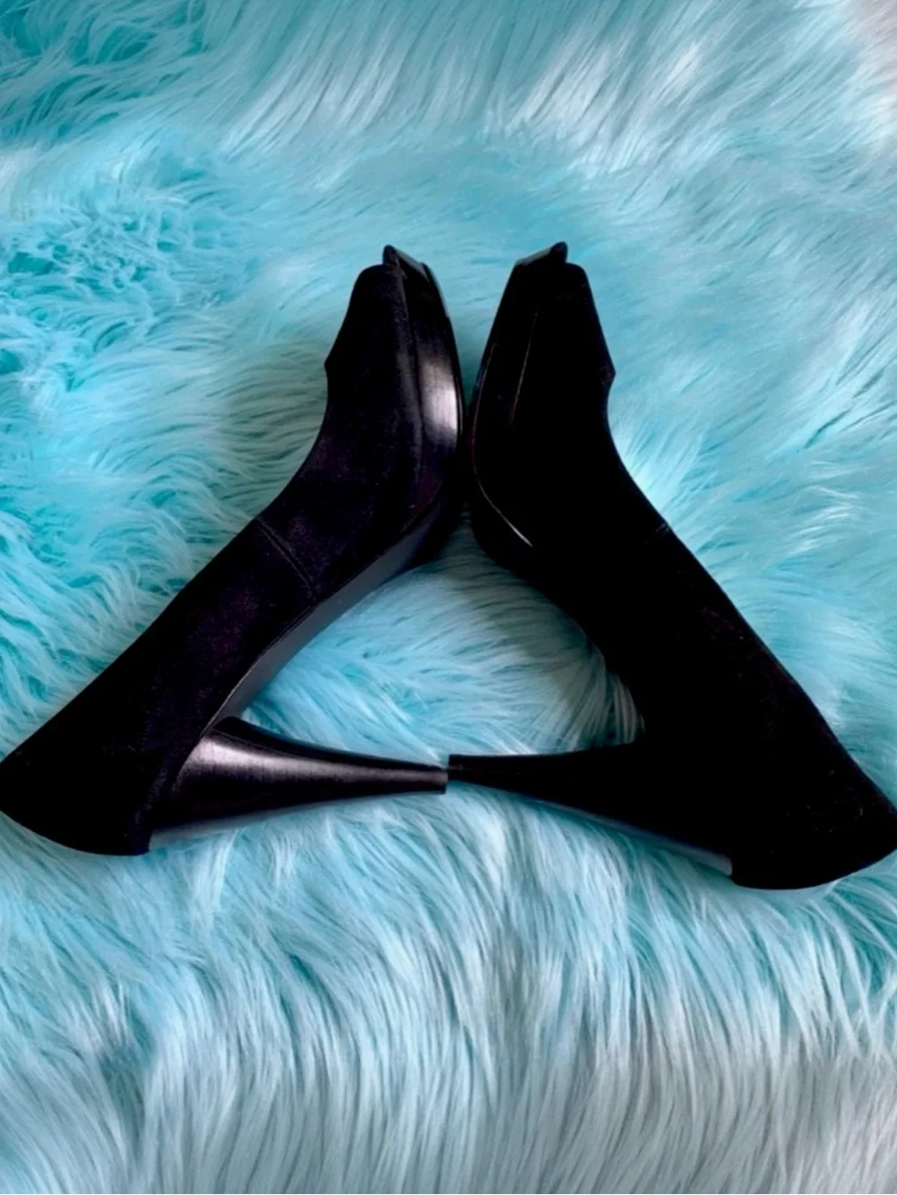 Style & Co Black Suede Leather Y2K Open Toe Cone Heels Women’s 10 Pumps